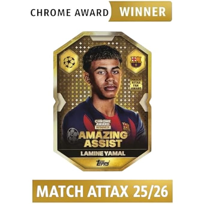 rayihni لامين يامال (برشلونة) +20 بطاقة مكافأة جائزة كروم ماتش أتاكس 2025/2026 (25/26) بطاقات كرة قدم نادرة جداً - Image 1